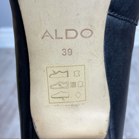 Aldo 39 black leather pointy toe heels pumps - Picture 4 of 5